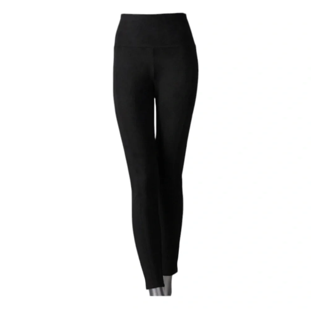 Simply Vera Wang Womens Black High Rise Faux Suede Pull On Leggings Sz L New